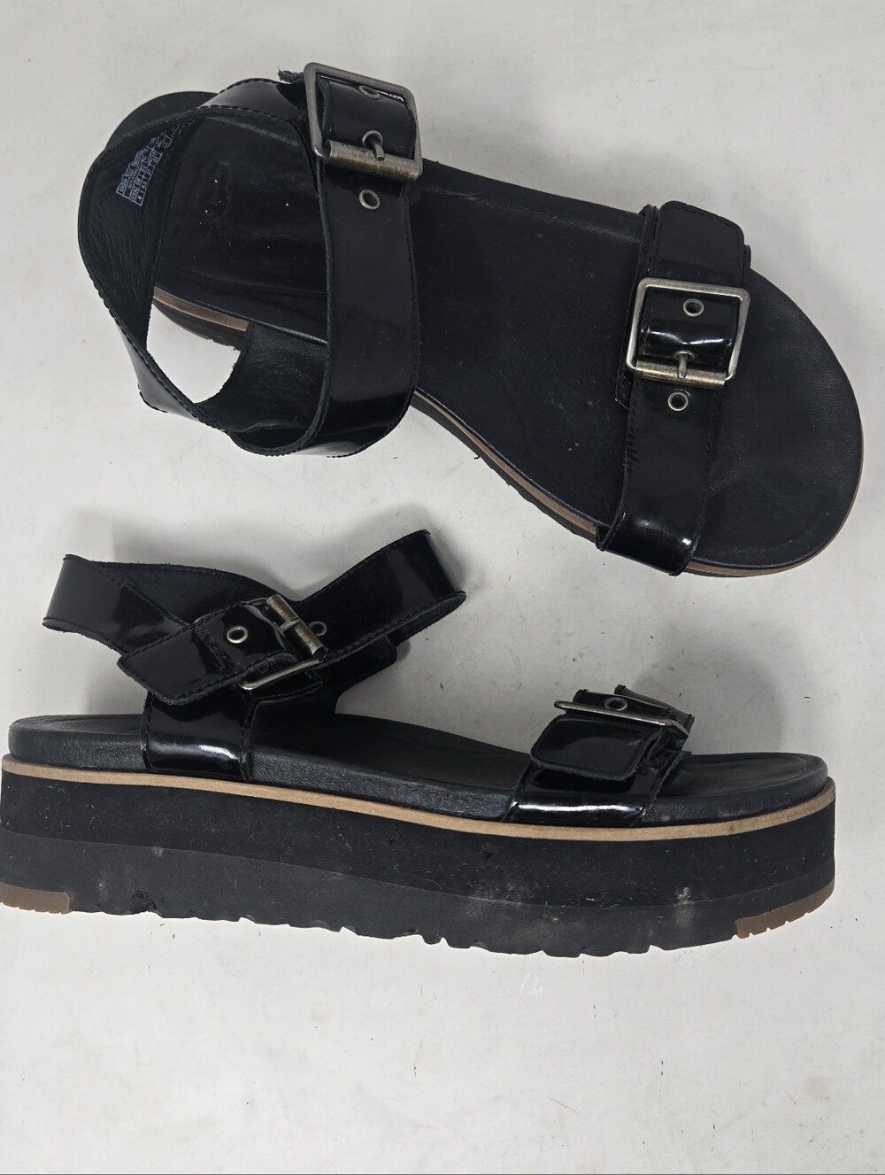 UGG Ankle Buckle Leather Angie Strappy Platform Sandals Women's Size 6